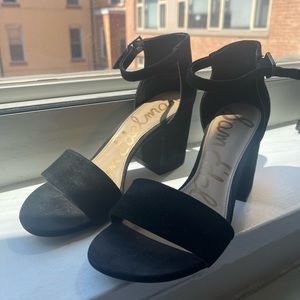 Black Sam Edelman Velvet Block Heels
